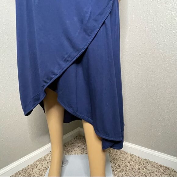 Gap Wrap Dress Spaghetti Strap Blue Maxi Size Medium Petite - Picture 3 of 8
